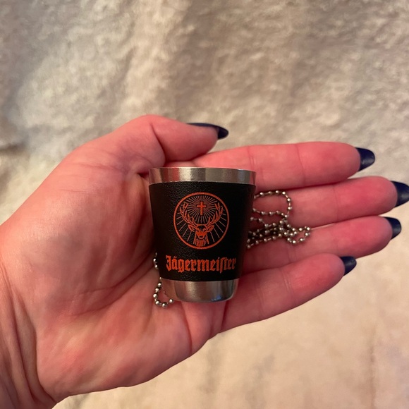Jäegermeister Metal Necklace Shot Glass Collectable Shot Glass on a Ball Chain - Picture 2 of 5